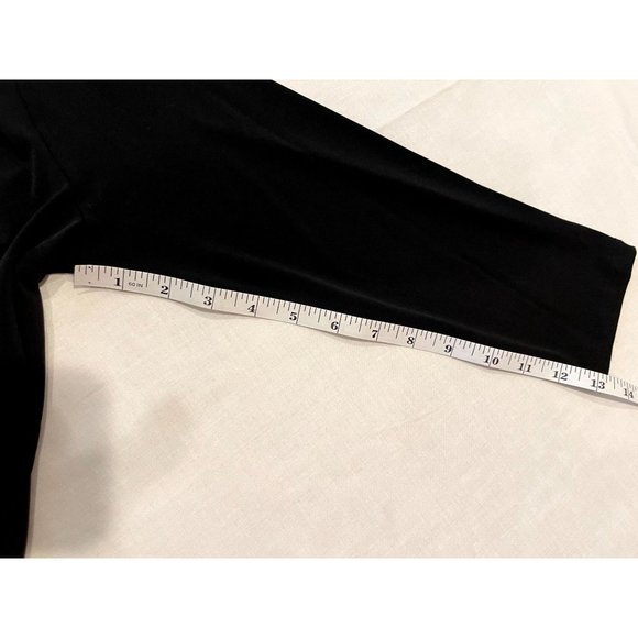 Michael Kors Women Shift Midi Dress Round Neck Back Zip 3/4 Sleeve Black Size M - Picture 9 of 12